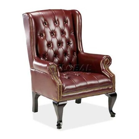 Sp Richards Lorell Queen Anne Reception Chair, 29"W x 31"D x 39-1/2"H, Burgundy Vinyl Seat LLR60605
